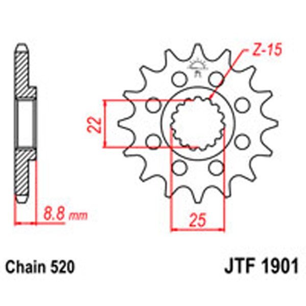 JT JT Gear Box Sprockets G/B 1901-12SC (1248)